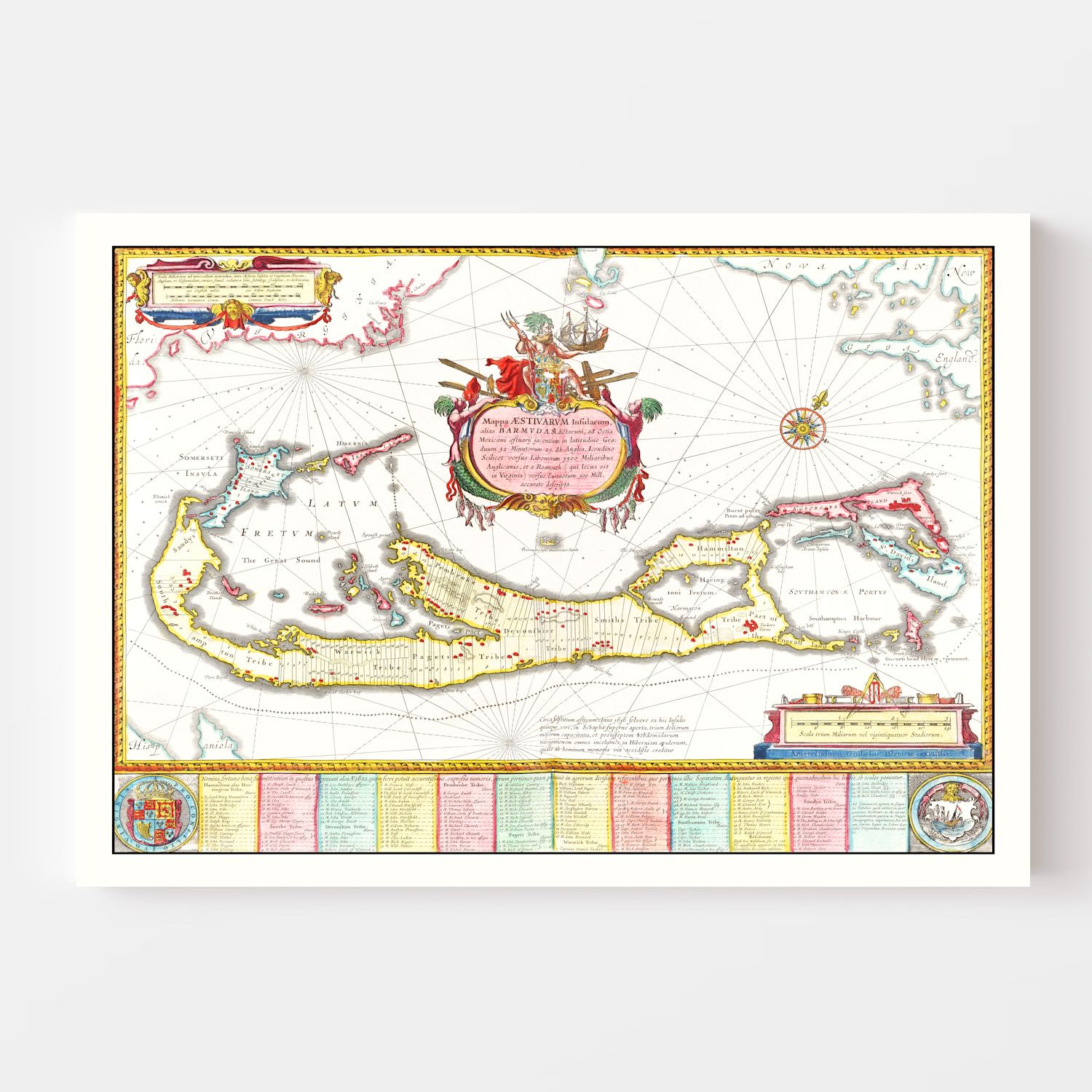 Vintage Map of Bermuda 1665