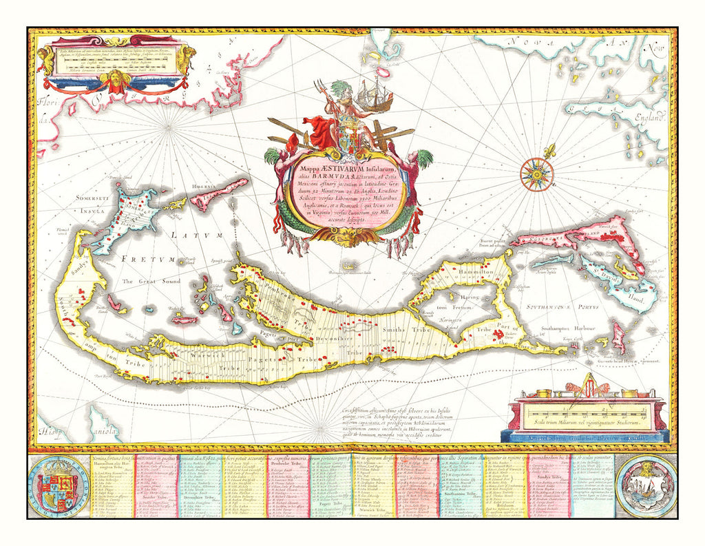Vintage Map of Bermuda 1665