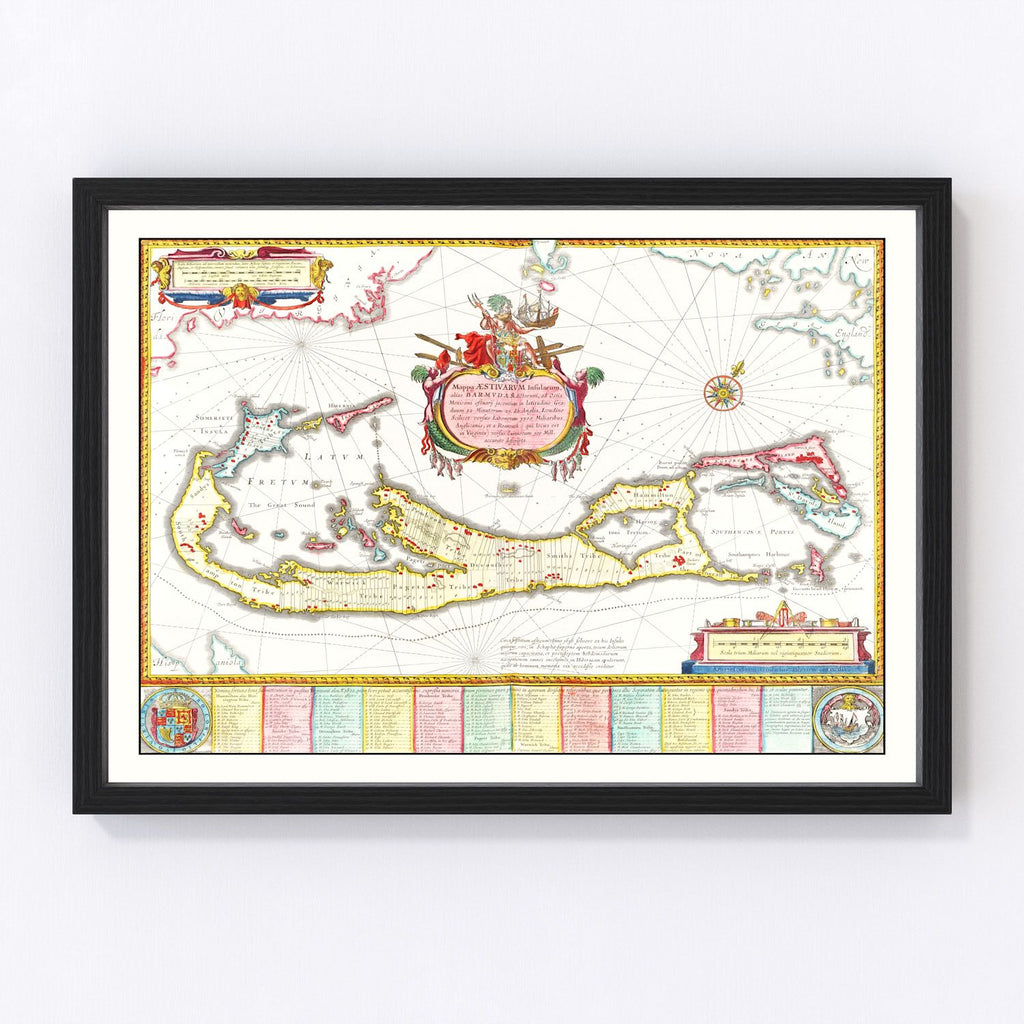 Vintage Map of Bermuda 1665