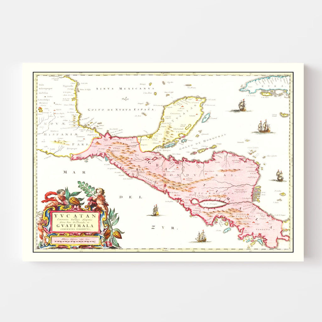 Vintage Map of Guatemala 1665