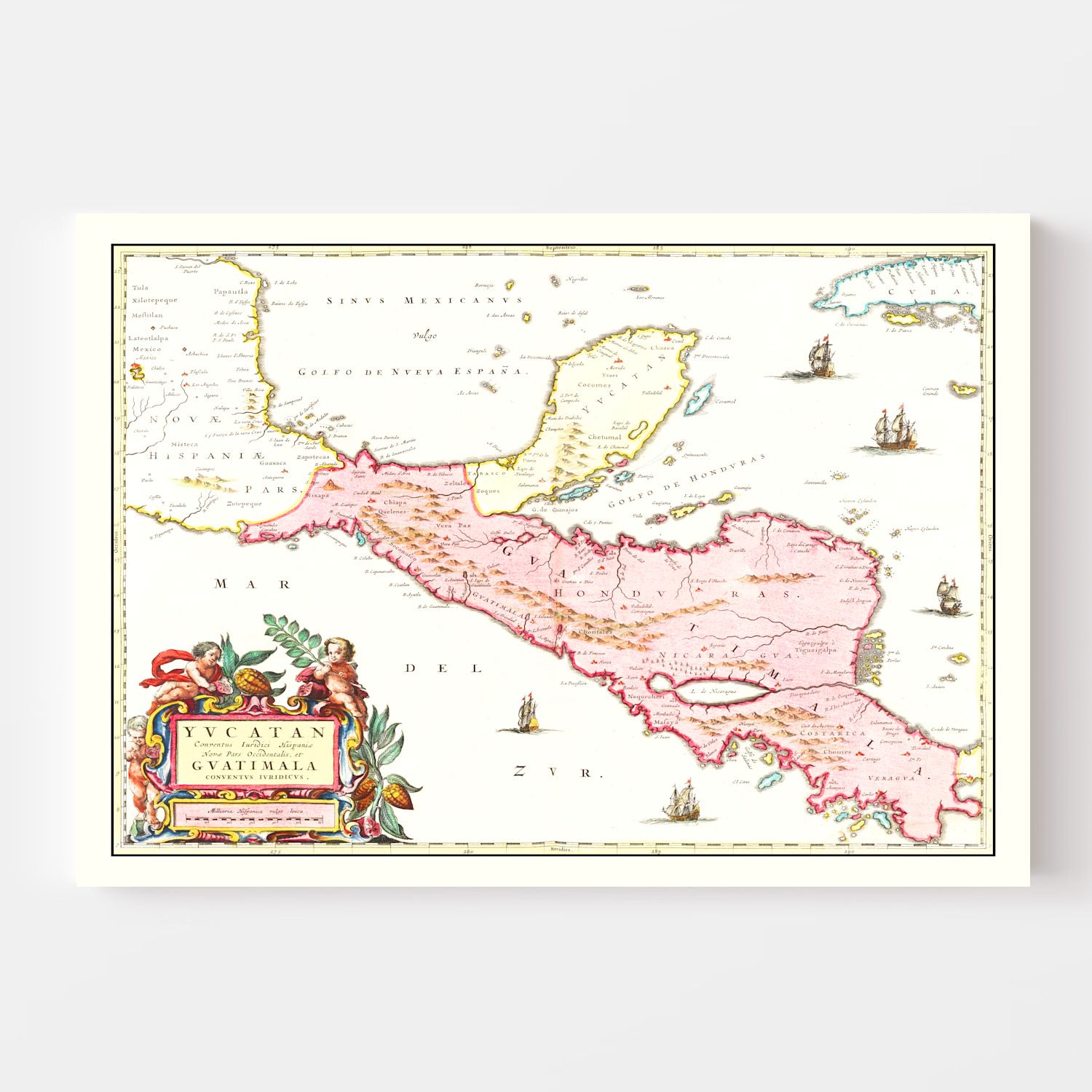 Vintage Map of Guatemala 1665