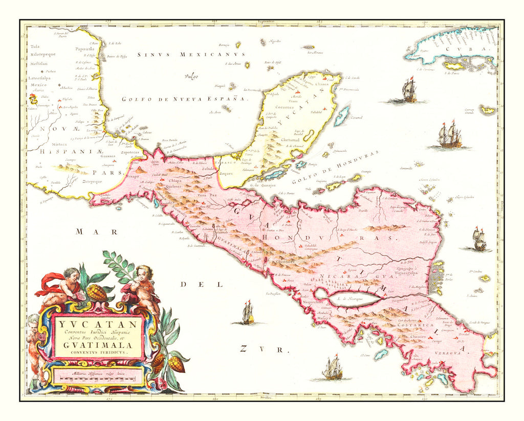 Vintage Map of Guatemala 1665