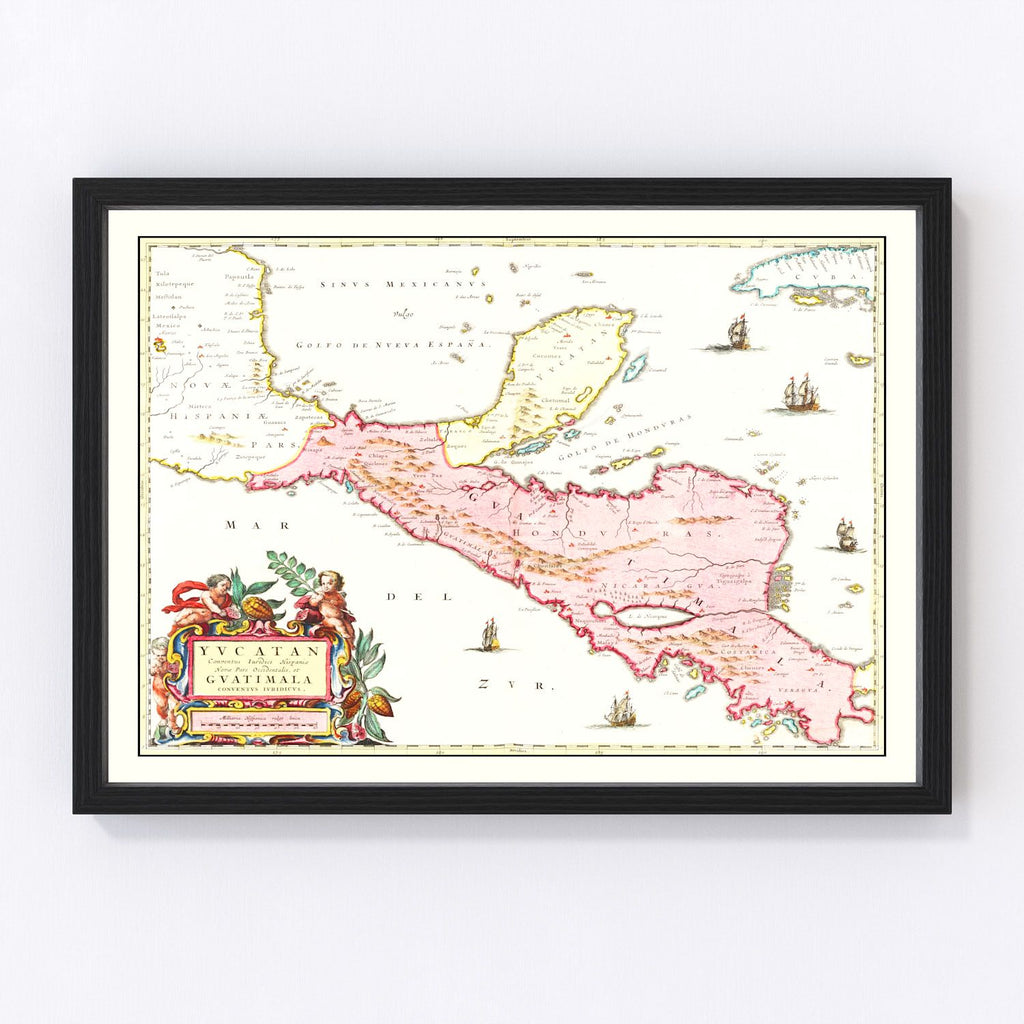 Vintage Map of Guatemala 1665