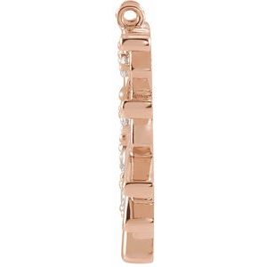 14K Rose Gold 1/8 CTW Natural Diamond Fan Necklace Center