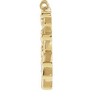 14K Yellow Gold 1/8 CTW Natural Diamond Fan Necklace Center