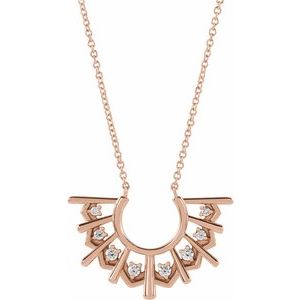 14K Rose Gold 1/8 CTW Natural Diamond Fan 16" Necklace