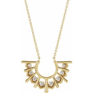 14K Yellow Gold 1/8 CTW Natural Diamond Fan 16" Necklace