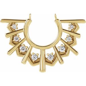 14K Yellow Gold 1/8 CTW Natural Diamond Fan Necklace Center
