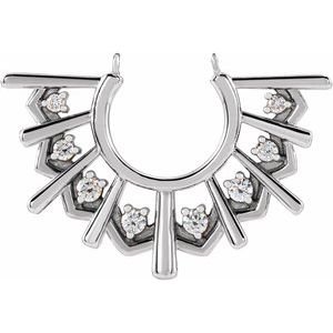 14K White Gold 1/8 CTW Natural Diamond Fan Necklace Center
