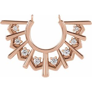 14K Rose Gold 1/8 CTW Natural Diamond Fan Necklace Center