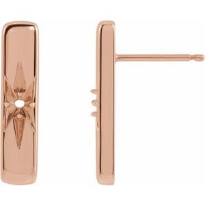 14K Rose Gold 2 mm Round Accented Bar Earring Mounting