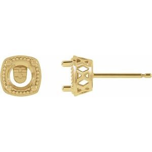 14K Yellow Gold 4.5 mm Round Solitaire Earring Mounting