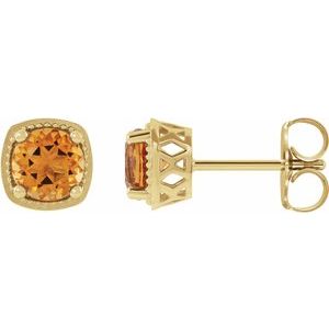 14K Yellow Gold 4 mm Natural Citrine Earrings