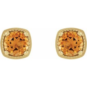 14K Yellow Gold 6 mm Natural Citrine Earrings – image 2