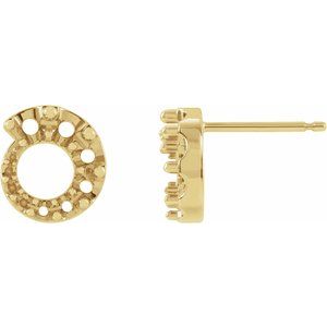 14K Yellow Gold Graduated Circle Left Earring Mounting