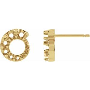 14K Yellow Gold Graduated Circle Right Earring Mounting