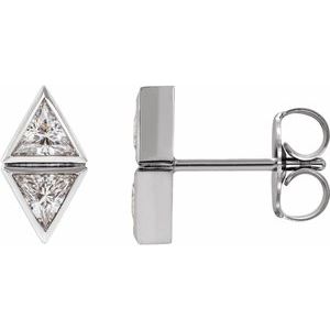 Sterling Silver 1/6 CTW Natural Diamond Two-Stone Bezel-Set Earrings