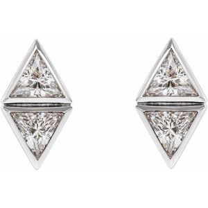 Sterling Silver 1/6 CTW Natural Diamond Two-Stone Bezel-Set Earrings – image 2