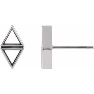 14K White Gold Two-Stone Bezel-Set Earring Mounting