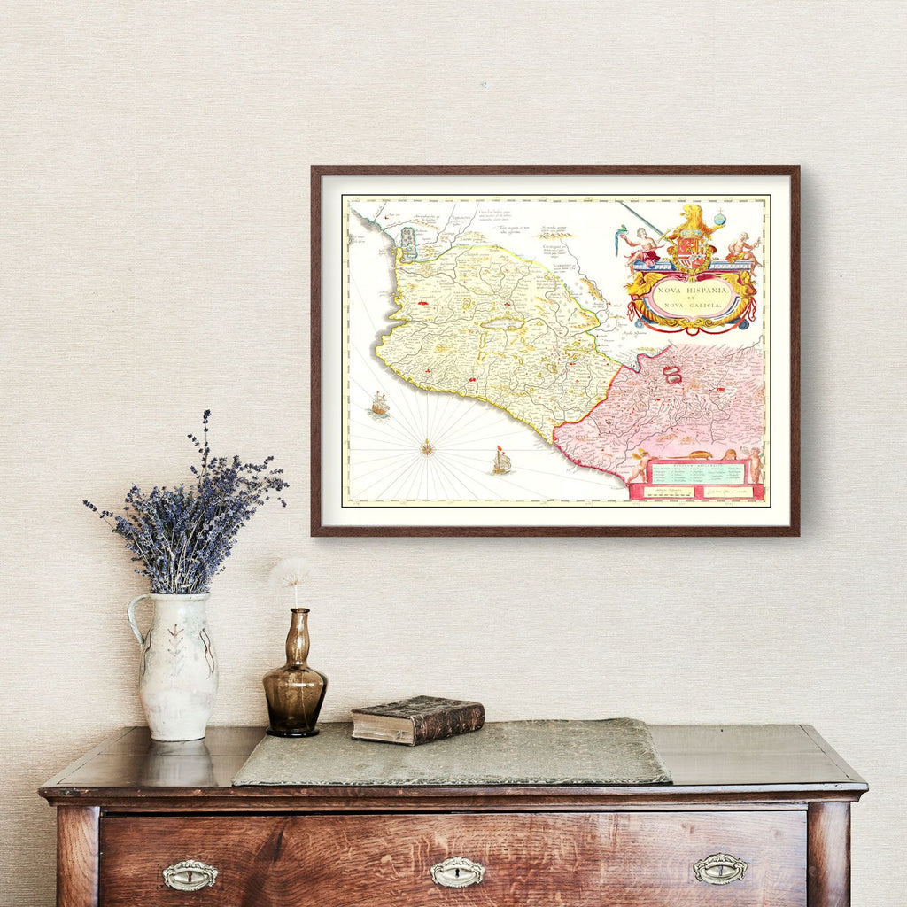 Vintage Map of Mexico 1665