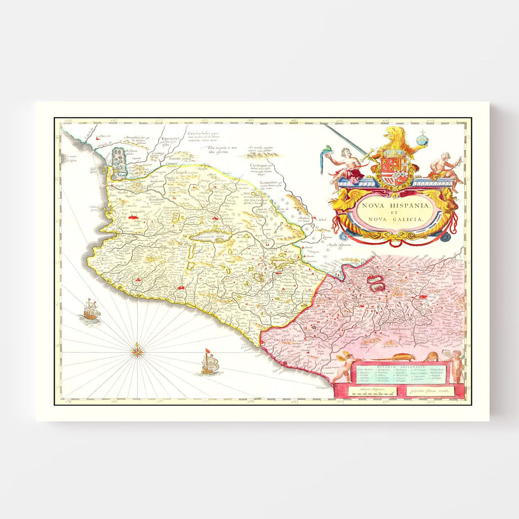Vintage Map of Mexico 1665
