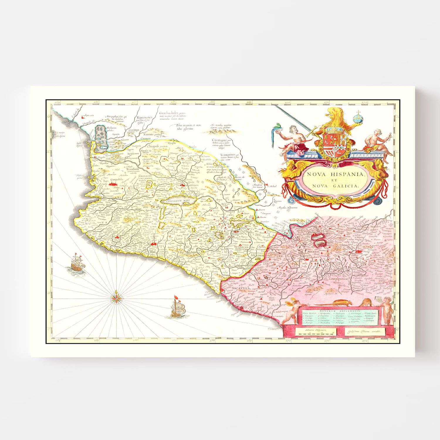 Vintage Map of Mexico 1665