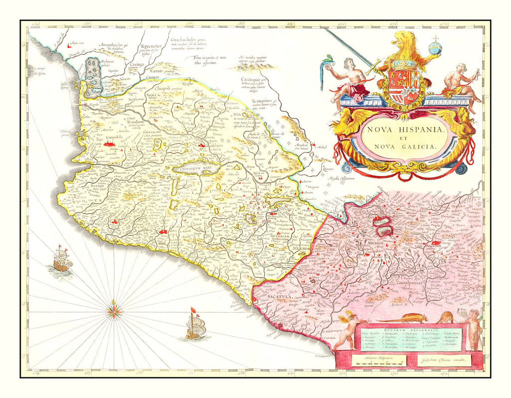 Vintage Map of Mexico 1665