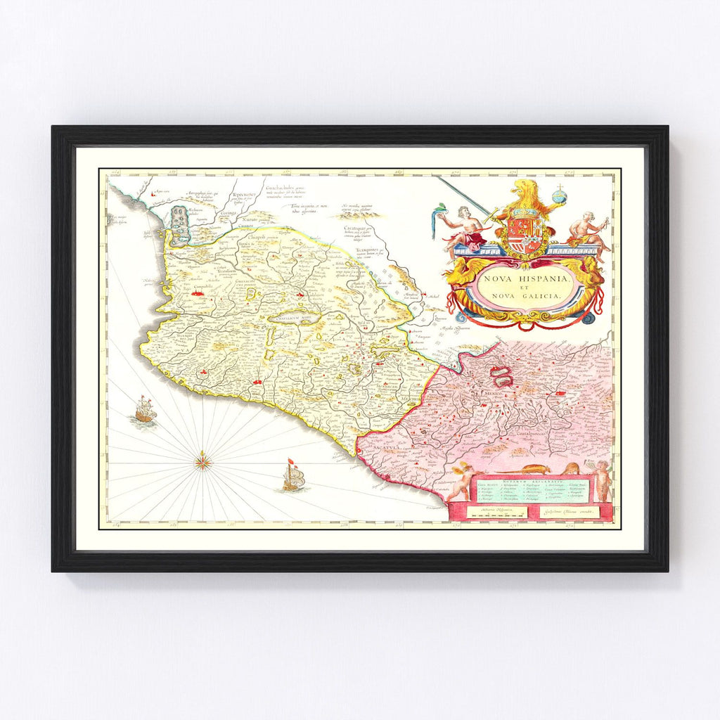 Vintage Map of Mexico 1665