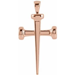 14K Rose 	28x14.71 mm Nail Cross Pendant