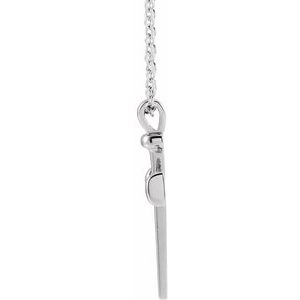 14K White Nail Cross 24" Necklace