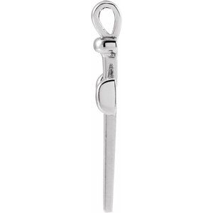14K White 	28x14.71 mm Nail Cross Pendant
