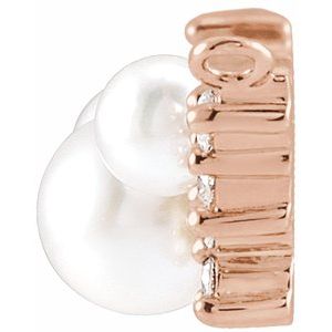 14K Rose Gold Cultured White Akoya Pearl & .08 CTW Natural Diamond Necklace Center