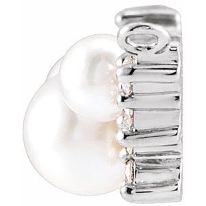 14K White Gold Cultured White Akoya Pearl & .08 CTW Natural Diamond Necklace Center