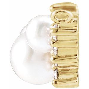 14K Yellow Gold Cultured White Akoya Pearl & .08 CTW Natural Diamond Necklace Center