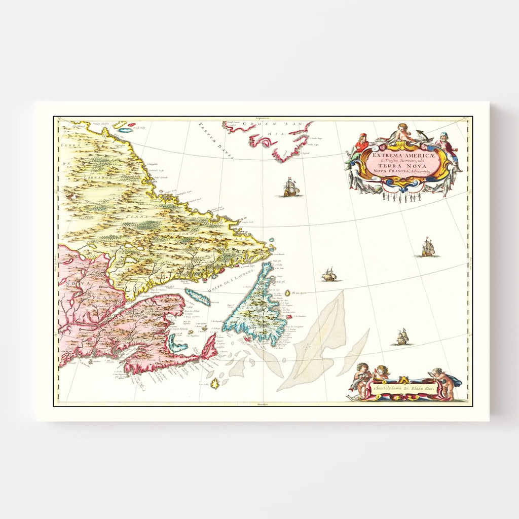 Vintage Map of Eastern Canada 1665