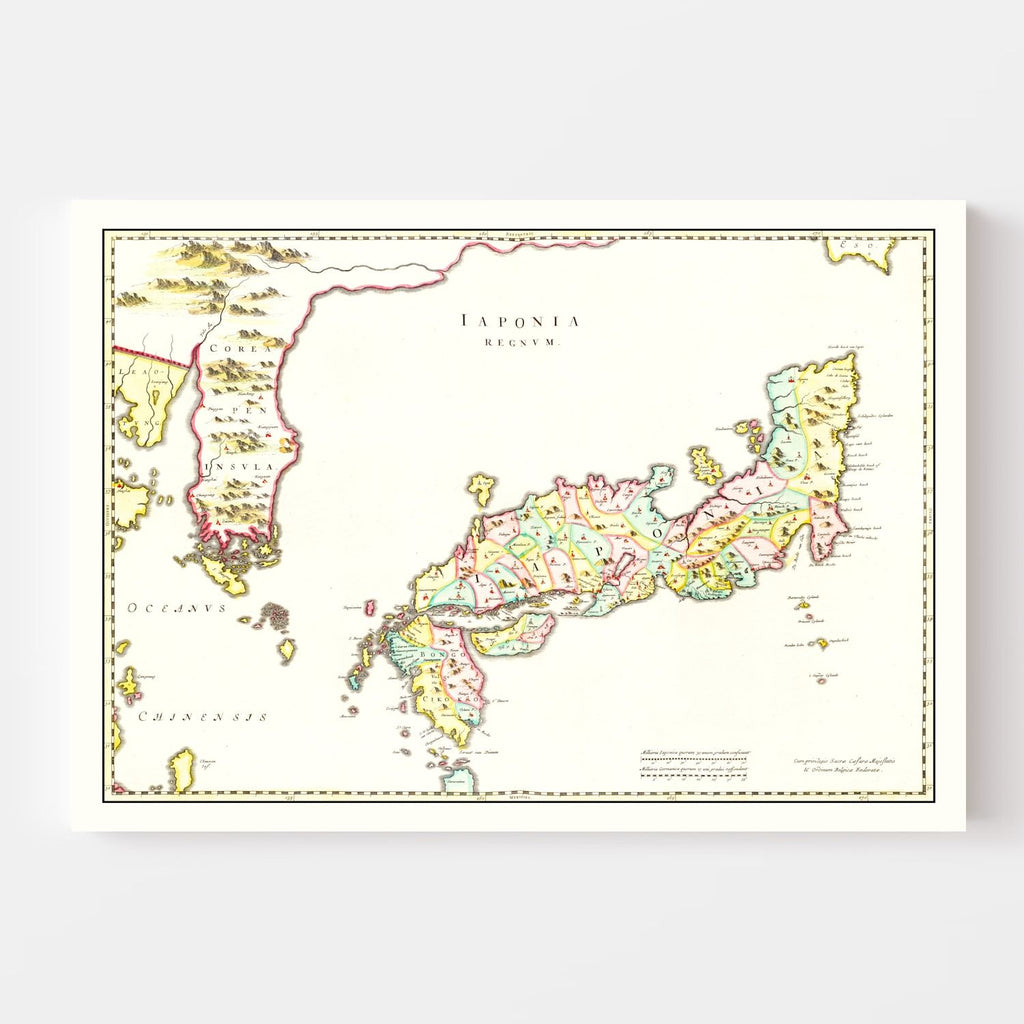 Vintage Map of Japan 1665