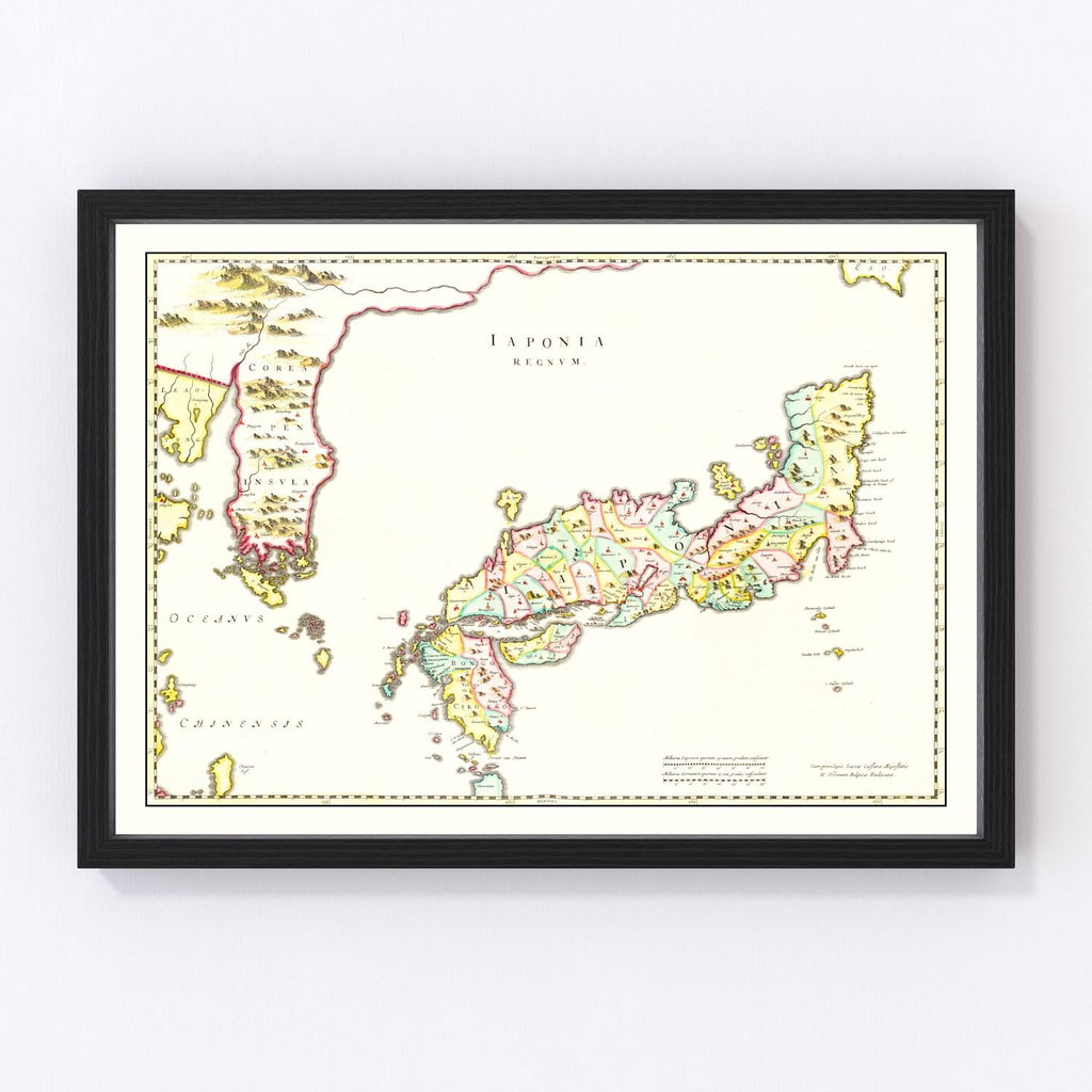 Vintage Map of Japan 1665