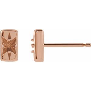 14K Rose Gold 2 mm Round Accented Bar Earring Mounting