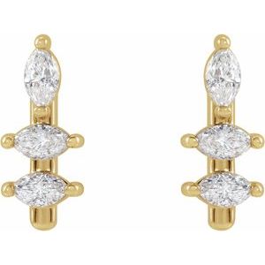 14K Yellow Gold 1/5 CTW Natural Diamond Bar Earrings – image 2