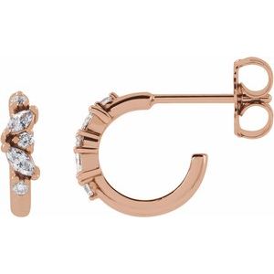 14K Rose Gold 1/6 CTW Natural Diamond Huggie Earrings