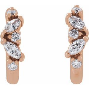 14K Rose Gold 1/6 CTW Natural Diamond Huggie Earrings – image 2