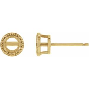 14K Yellow Gold 3.5 mm Round Round Beaded Bezel-Set Earring Mounting
