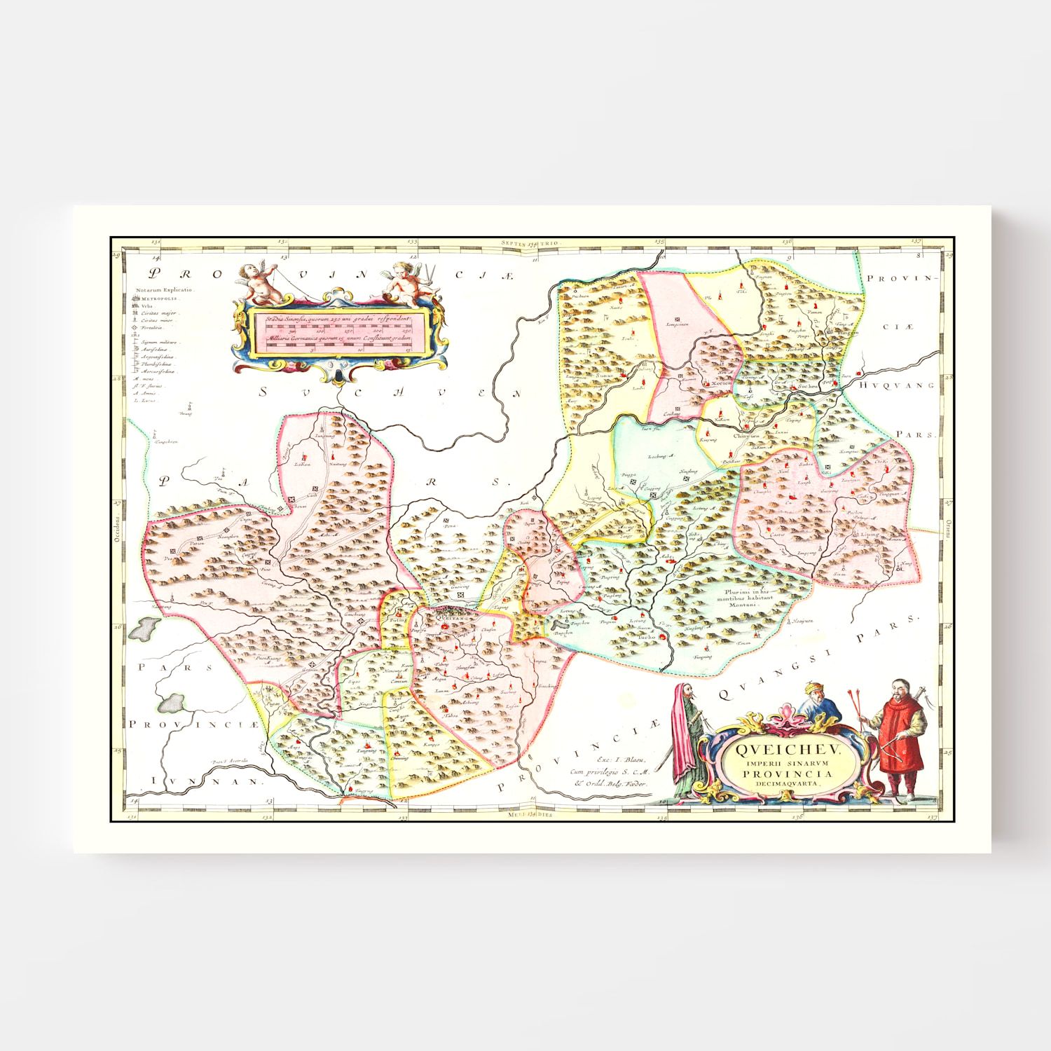 Vintage Map of Qveichev, China 1665