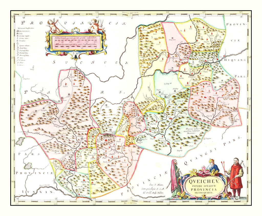 Vintage Map of Qveichev, China 1665