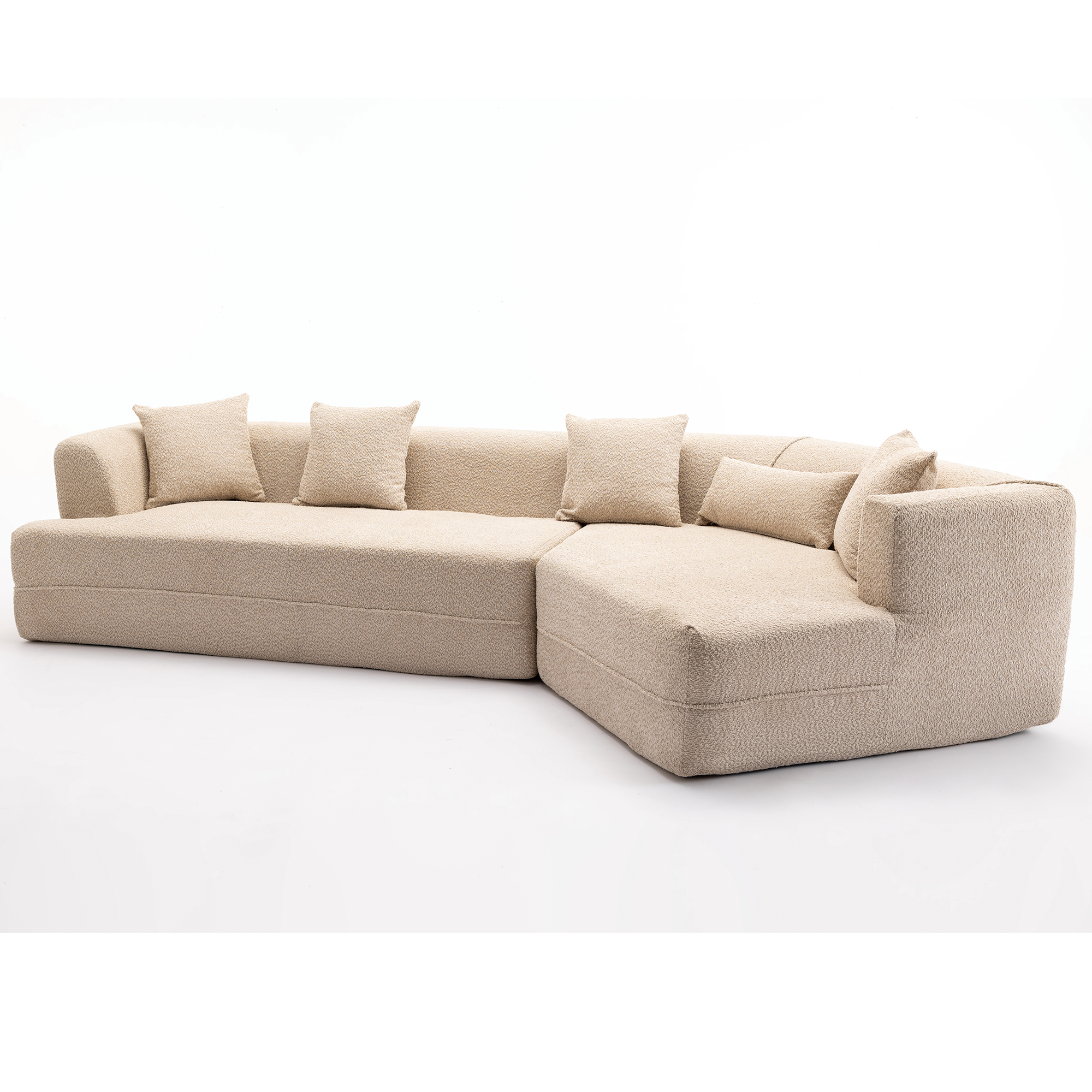 [VIDEO PROVIDED][ New And Upgraded Extended Edition]Modular sofa , modern minimalist style sofa,  upholstered ,  free combination, round fiber fabric, anti-wrinkle fabric,Dimension extension,Brown