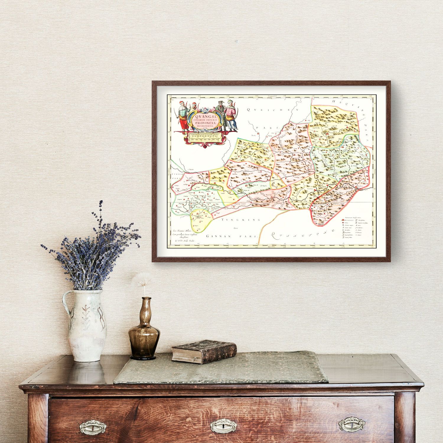 Vintage Map of Quangsi, China 1665
