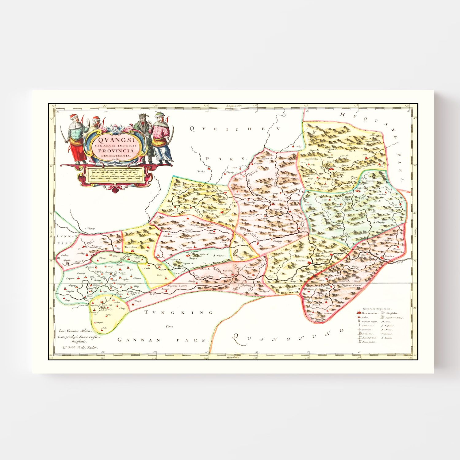 Vintage Map of Quangsi, China 1665