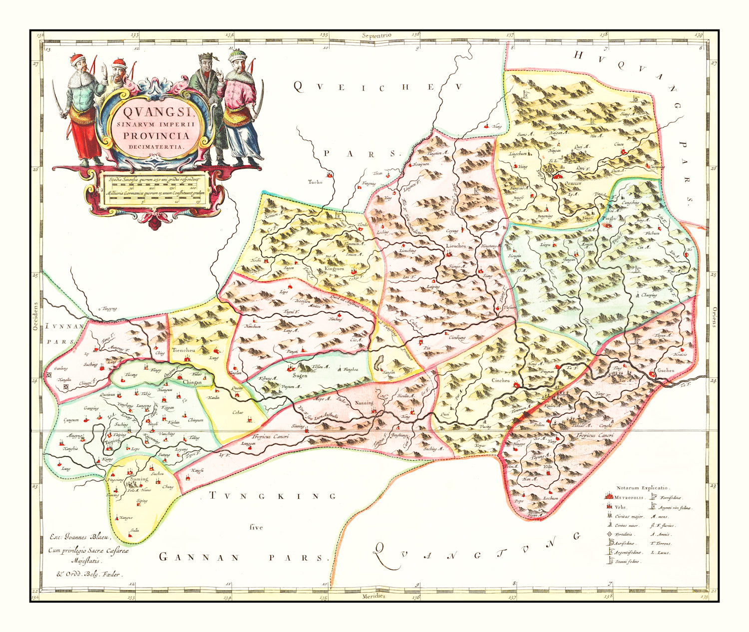 Vintage Map of Quangsi, China 1665
