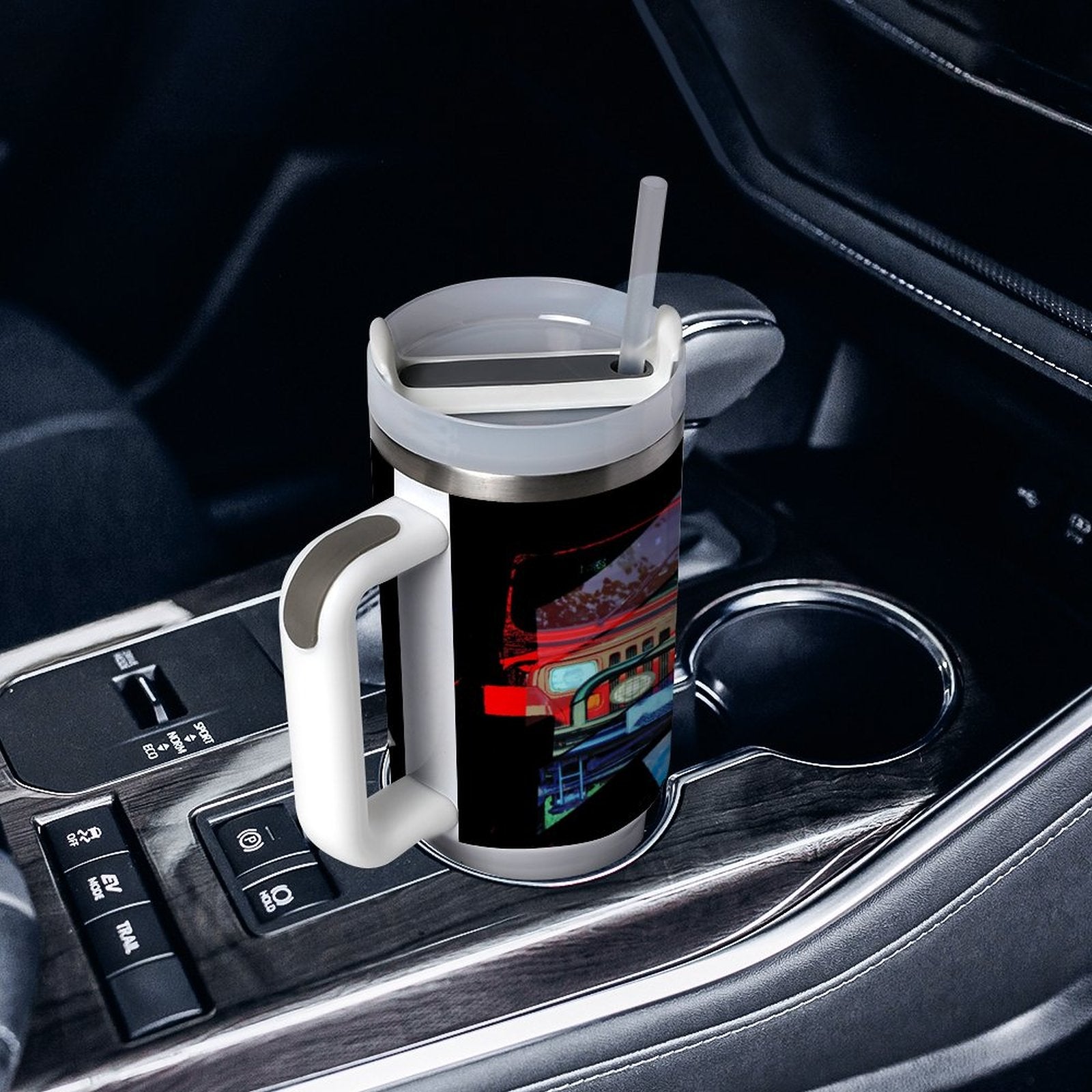 Buckle Up 4-wheel Drive 40oz Stainless Steel Insulated Tumble with Handle & Lid (Made in USA)