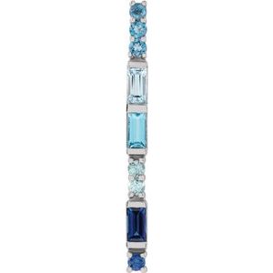 Sterling Silver Natural Blue Multi-Gemstone Bar Pendant